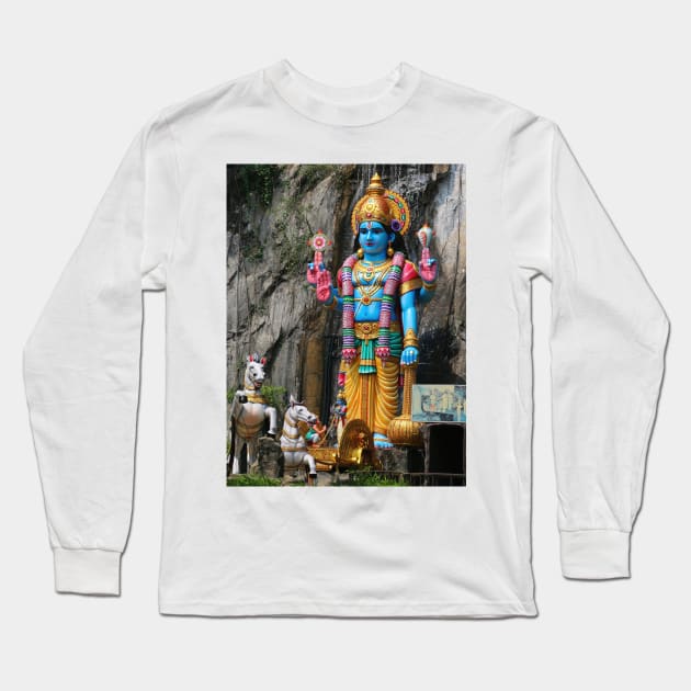 Hindu God sculpture with horse carriage Long Sleeve T-Shirt by kall3bu